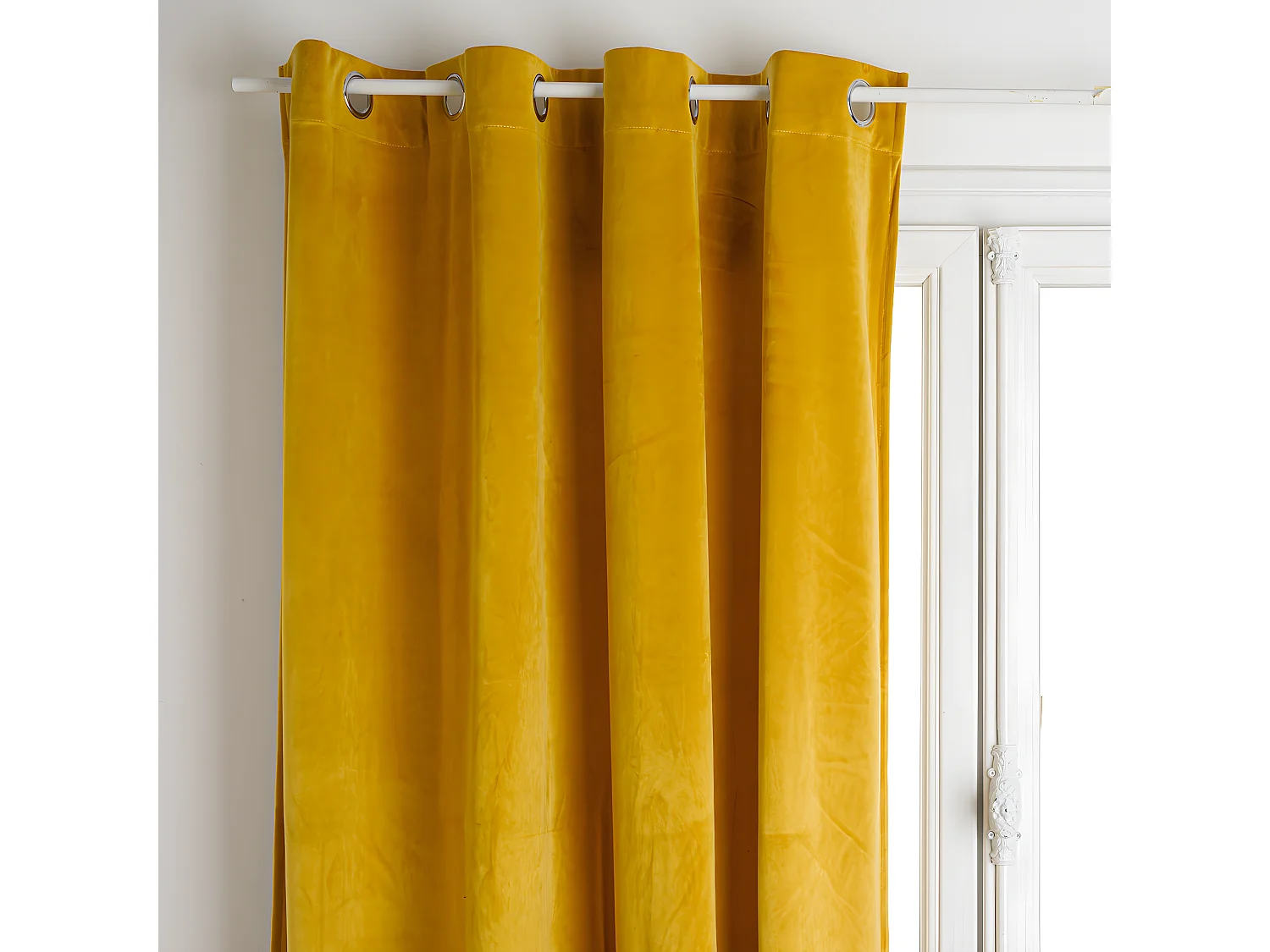 Lot de 2 Rideaux à  œillets Occultant en Velours Ocre 140 x 260 cm
