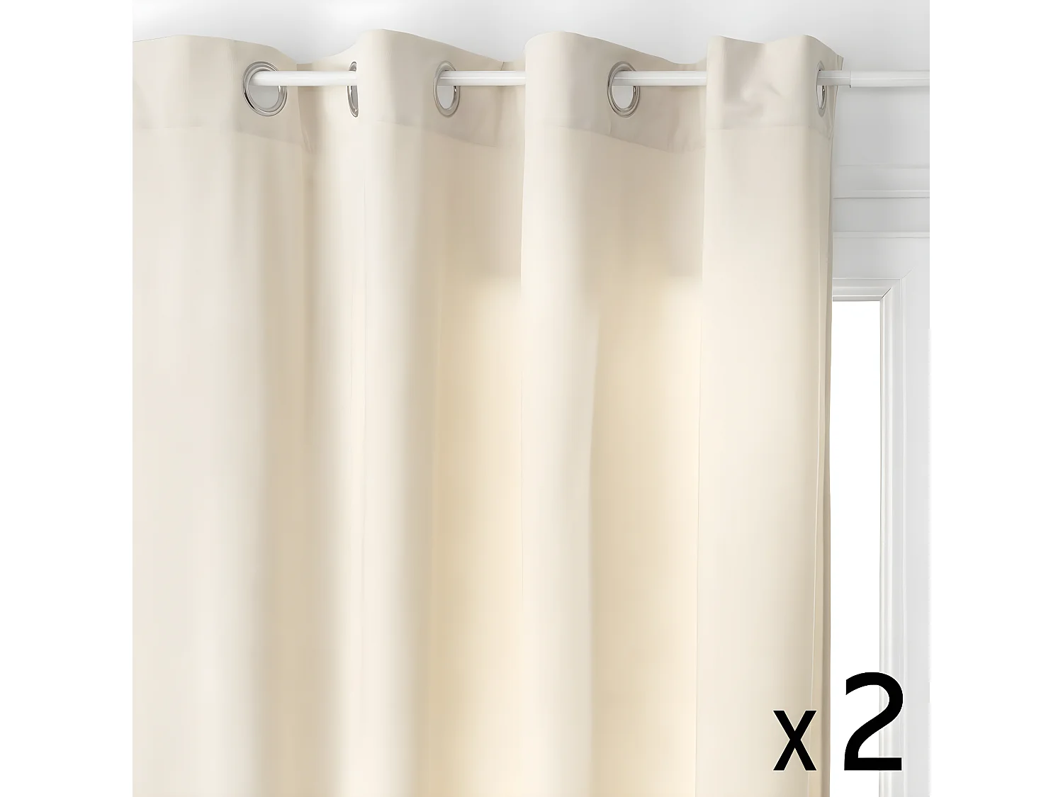 Lot de 2 Rideaux à  œillets 140 x 260 cm Lilou Ivoire