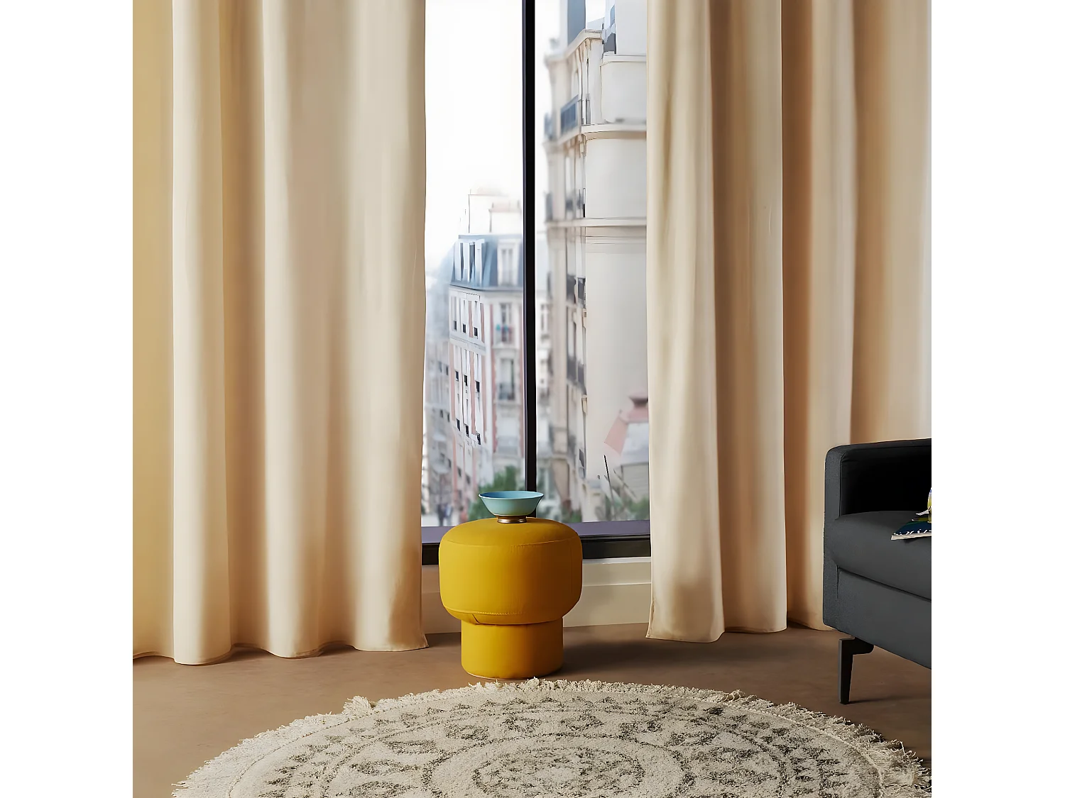 Lot de 2 Rideaux à  œillets 140 x 260 cm Lilou Ivoire