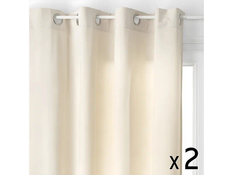 Lot de 2 Rideaux à  œillets 140 x 260 cm Lilou Ivoire