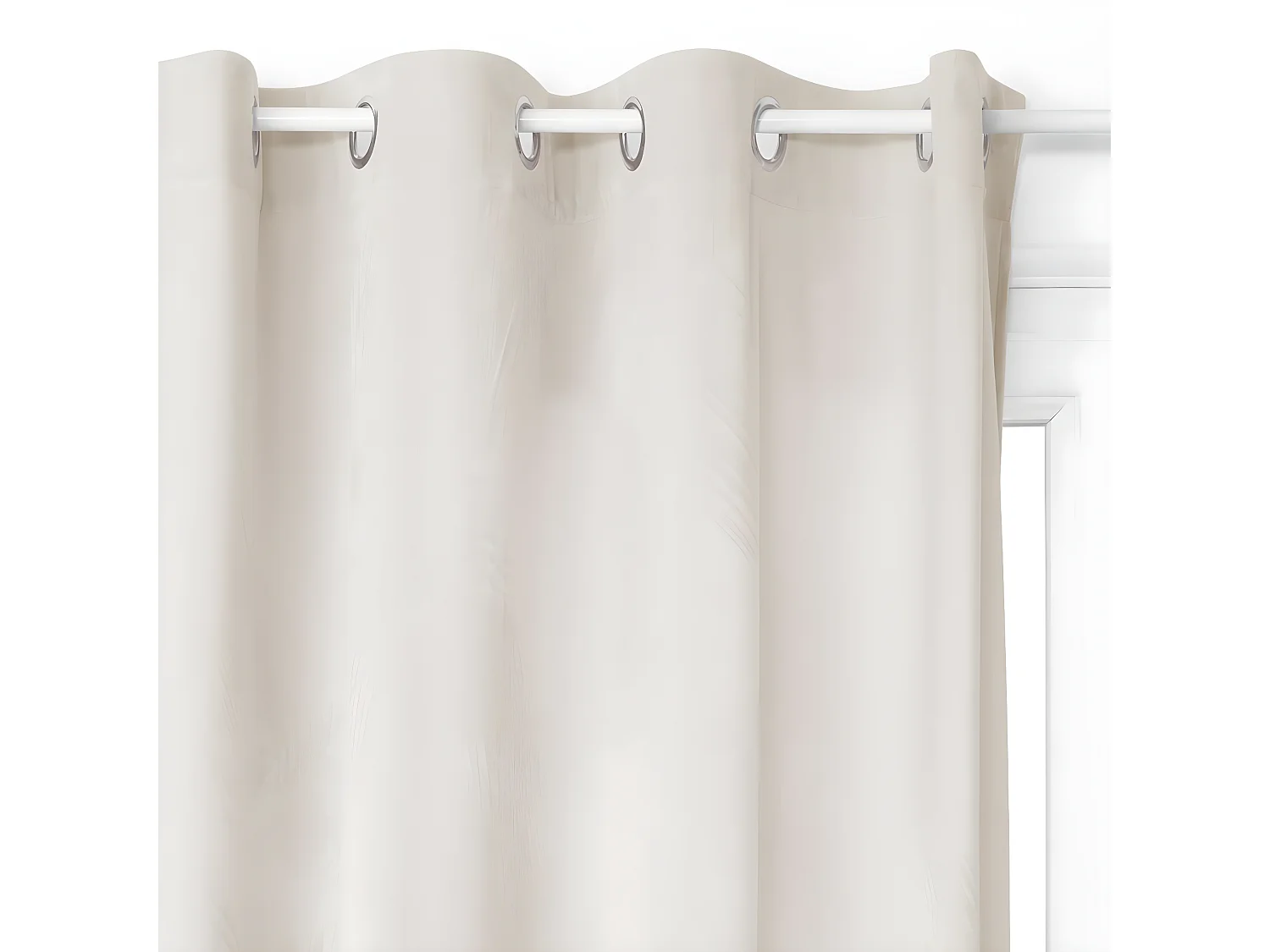 Lot de 2 Rideaux à  œillets Occultant en Velours Ivoire 140 x 260 cm