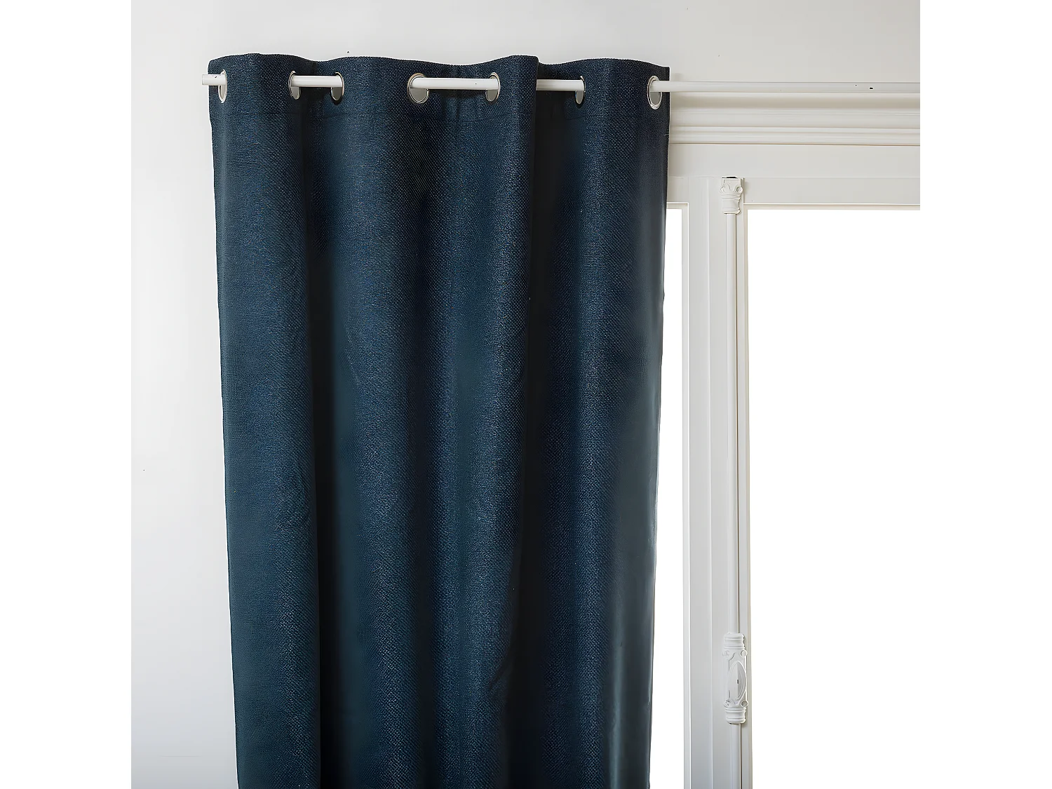 Lot de 2 Rideaux à  œillets isolant et occultant Bleu Egéen 140 x 260 cm