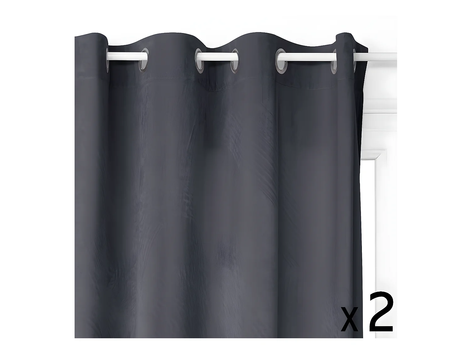 Lot de 2 Rideaux à  œillets Occultant en Velours Gris Foncé 140 x 260 cm