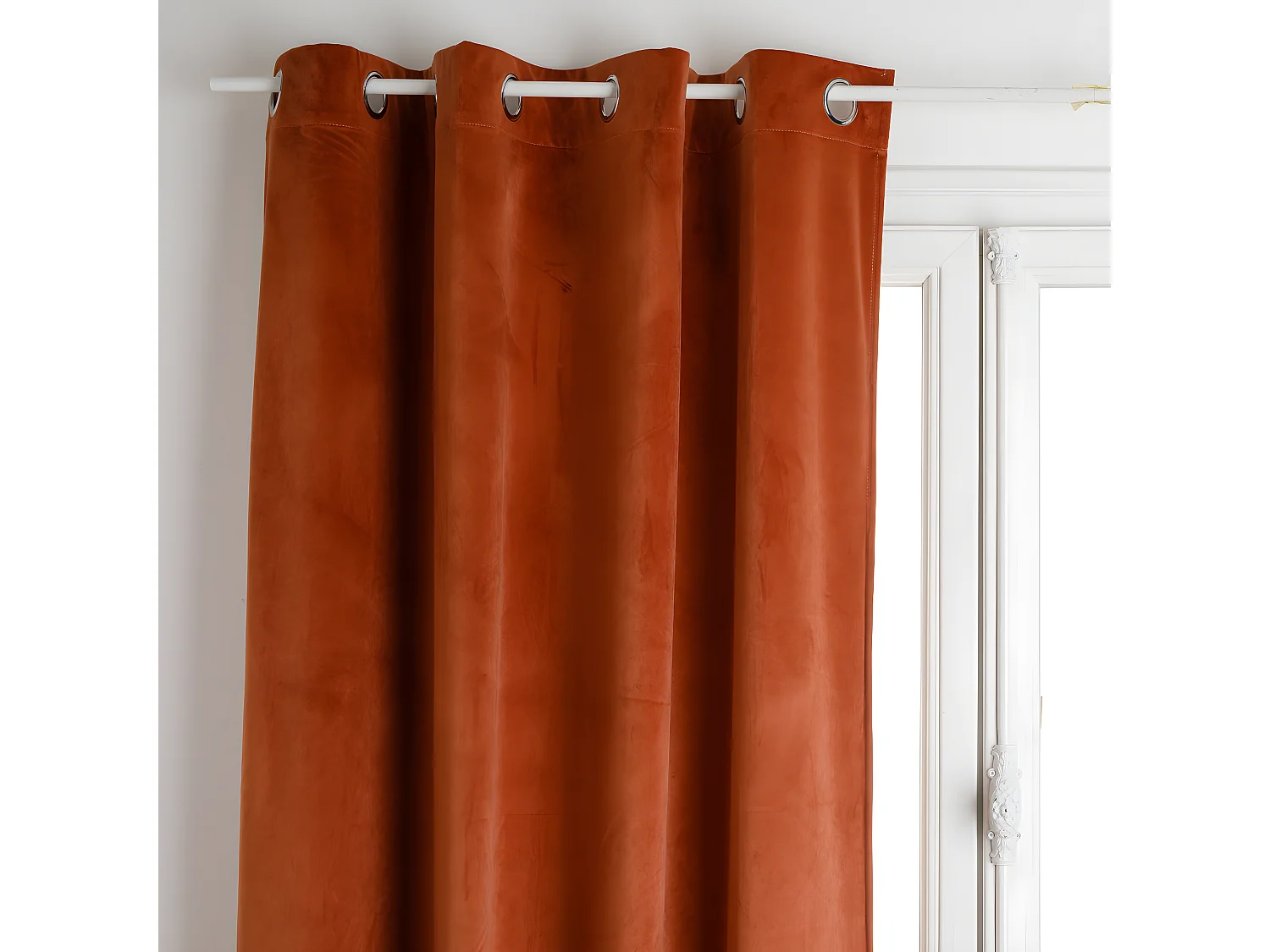 Lot de 2 Rideaux à  œillets Occultant en Velours Terracotta 140 x 260 cm