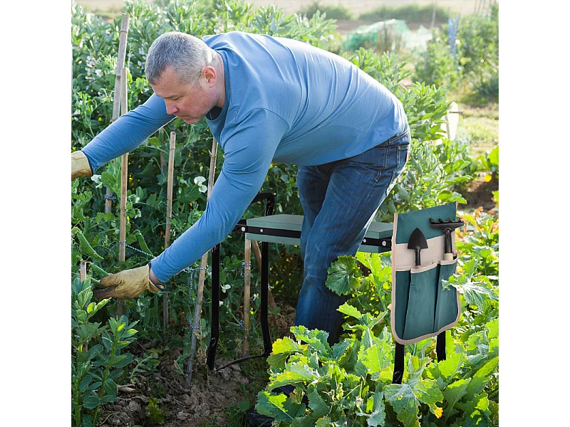 Tabouret de jardin agenouilloir SIMONE vert et noir