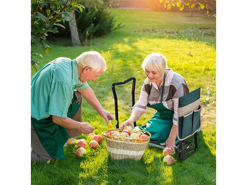 Tabouret de jardin agenouilloir SIMONE vert et noir