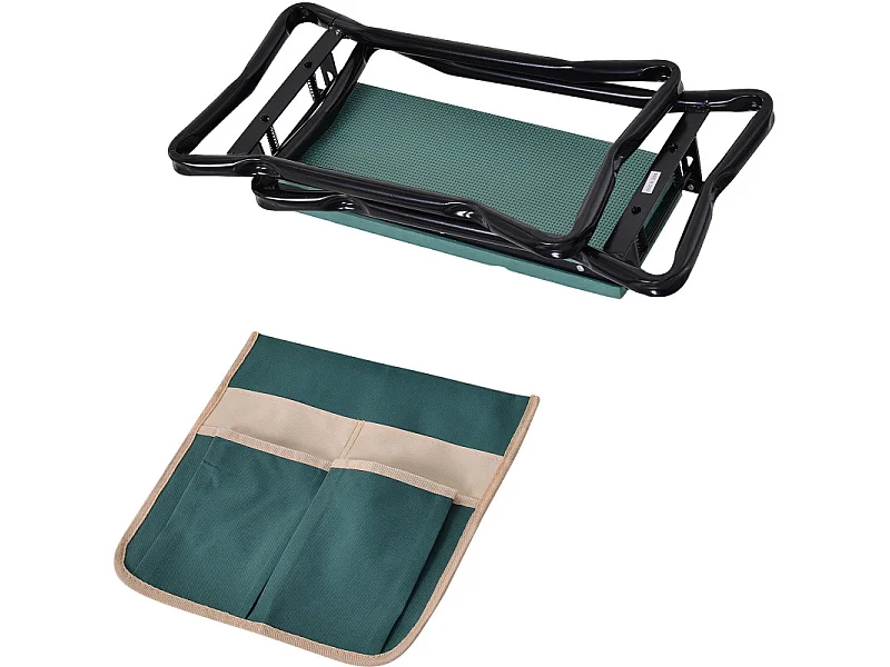 Tabouret de jardin agenouilloir SIMONE vert et noir