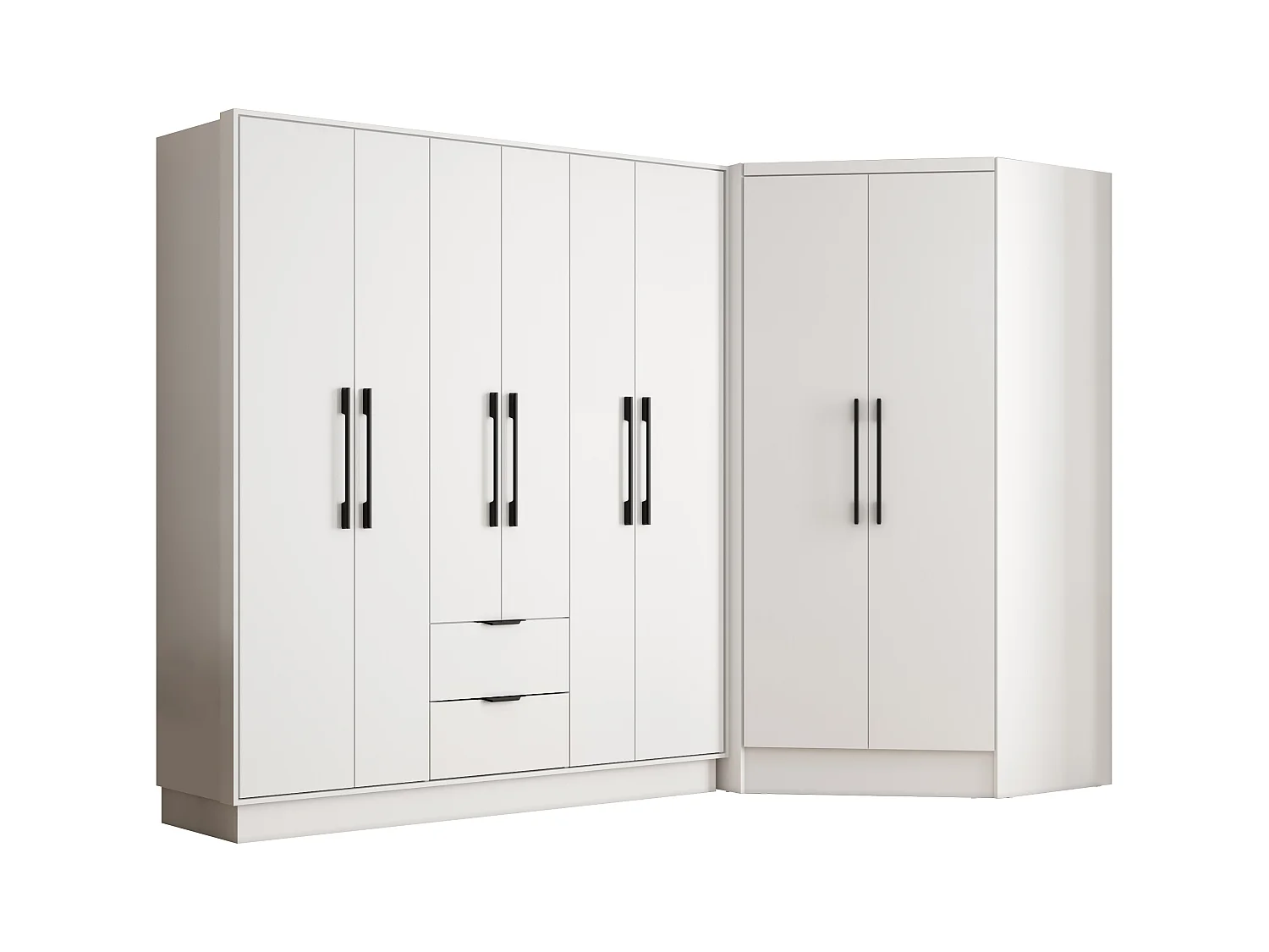 Hoekkast met 8 deuren en 2 lades - L263 cm - Wit - FEOVA