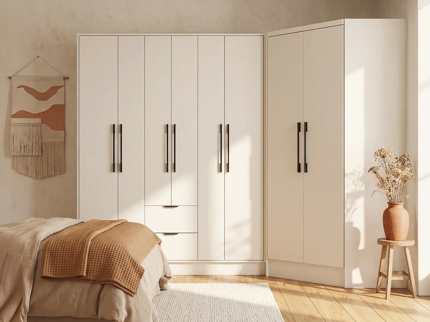 Corner cupboard with 8 doors and 2 drawers - L263 cm - White - FEOVA