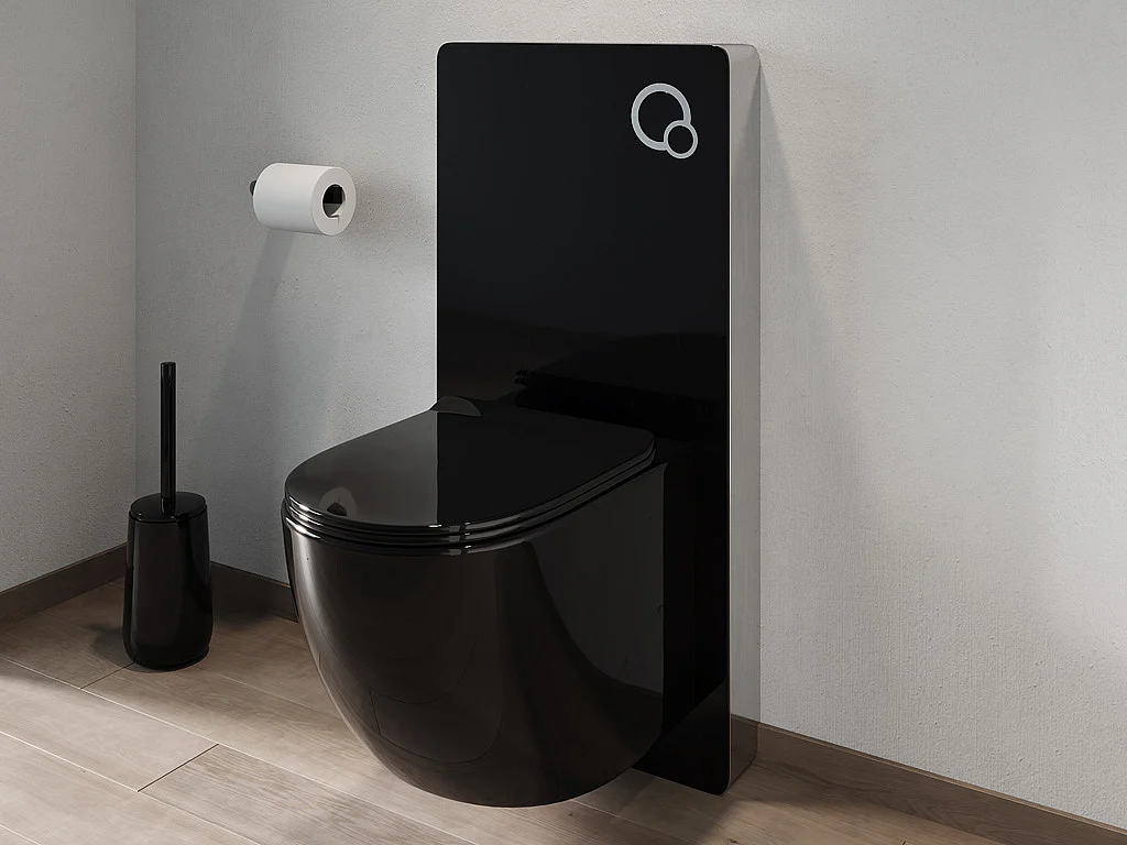 Pack WC suspendu avec bâti-support décoratif - Noir brillant - JAVOINE