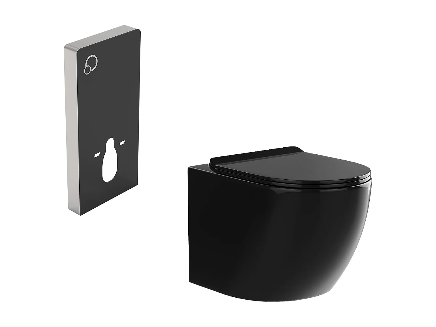 Pack WC suspendu avec bâti-support décoratif - Noir brillant - JAVOINE