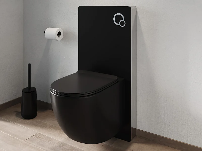Pack WC suspendu avec bâti-support décoratif - Noir mat - JAVOINE
