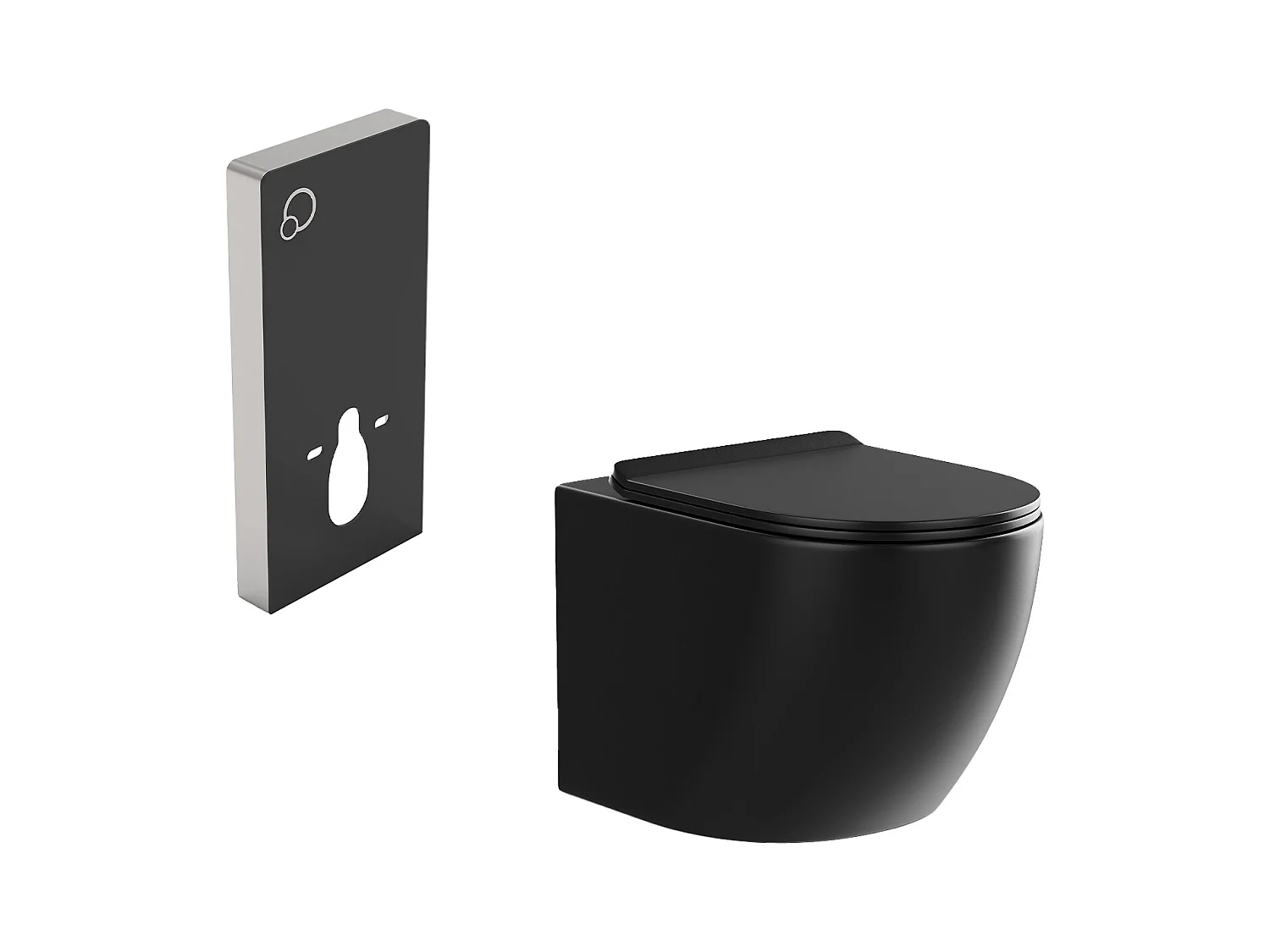 Sparset - Wand-WC mit dekorativem Trägergestell - Schwarz matt - JAVOINE