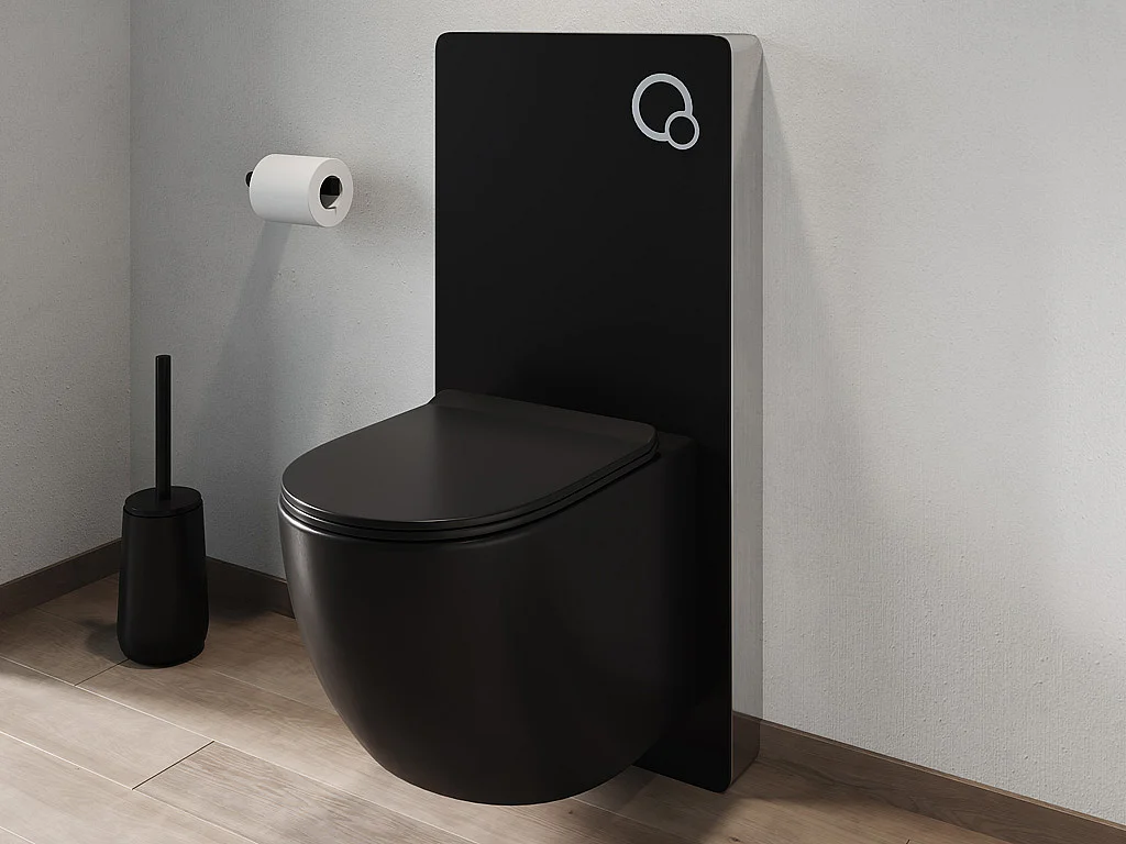 Pack WC suspendu avec bâti-support décoratif - Noir mat - JAVOINE