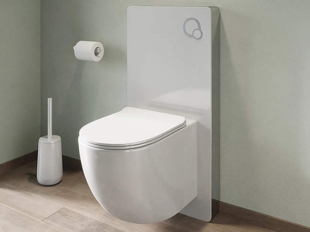 Pack WC suspendu avec bâti-support décoratif - Blanc brillant - JAVOINE