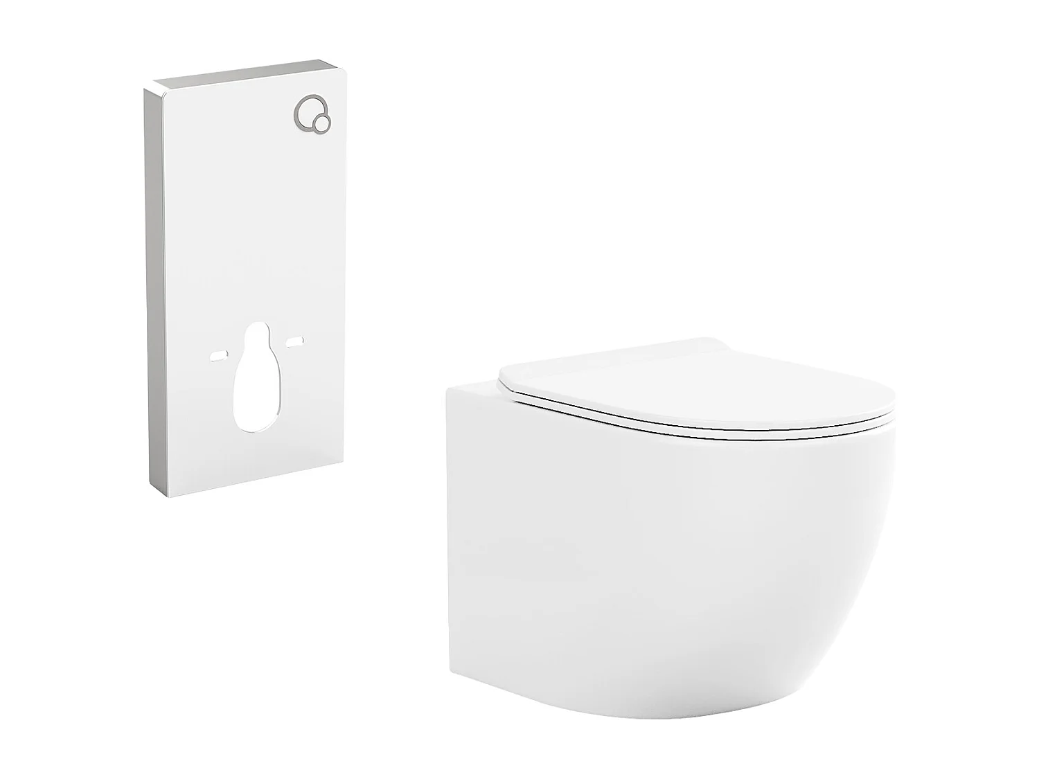 Pack WC suspendu avec bâti-support décoratif - Blanc brillant - JAVOINE