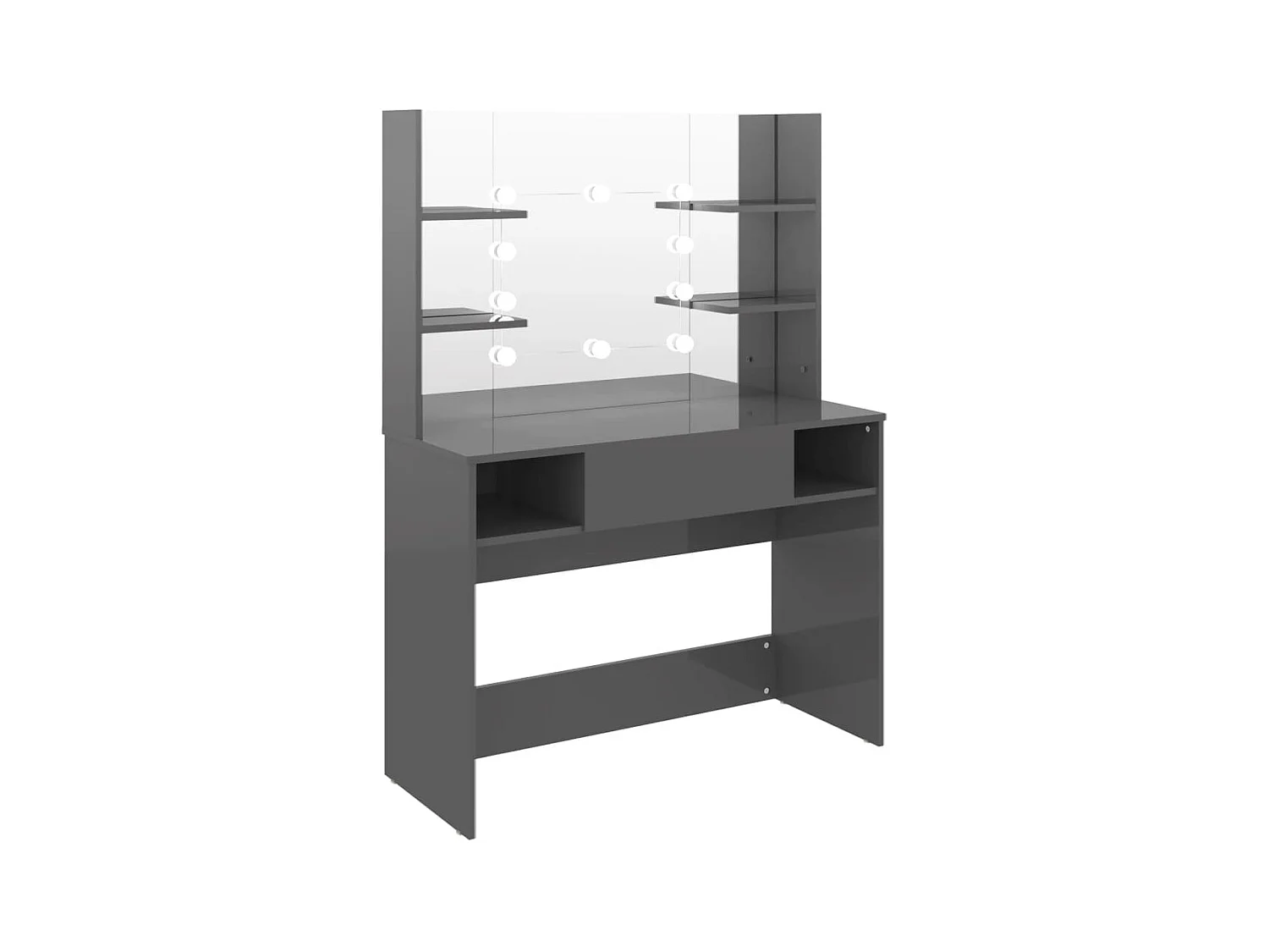 Tavolo trucco con illuminazione LED 100 x 40 x 135 cm MDF grigio lucido 02_0006253