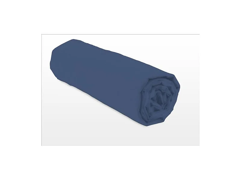 Drap housse - 140 x 190 + 25 cm - 100% coton - Bleu