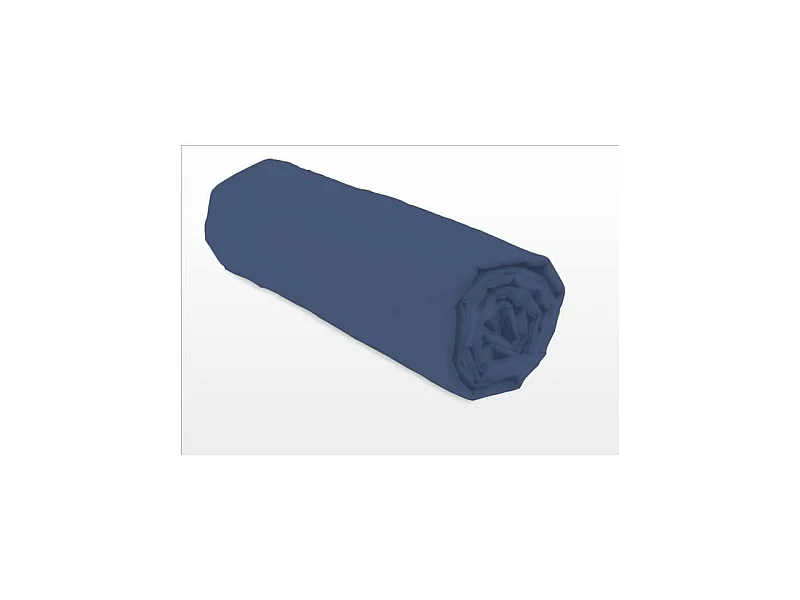 Drap housse - 140 x 190 + 25 cm - 100% coton - Bleu