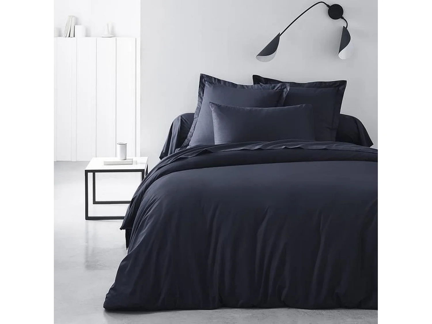 Drap housse uni navy 140 x 190 cm