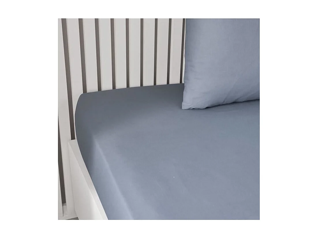 Drap inférieur réglable 100% coton qualité 144 fils, en couleurs unies. Denim 135x200cm