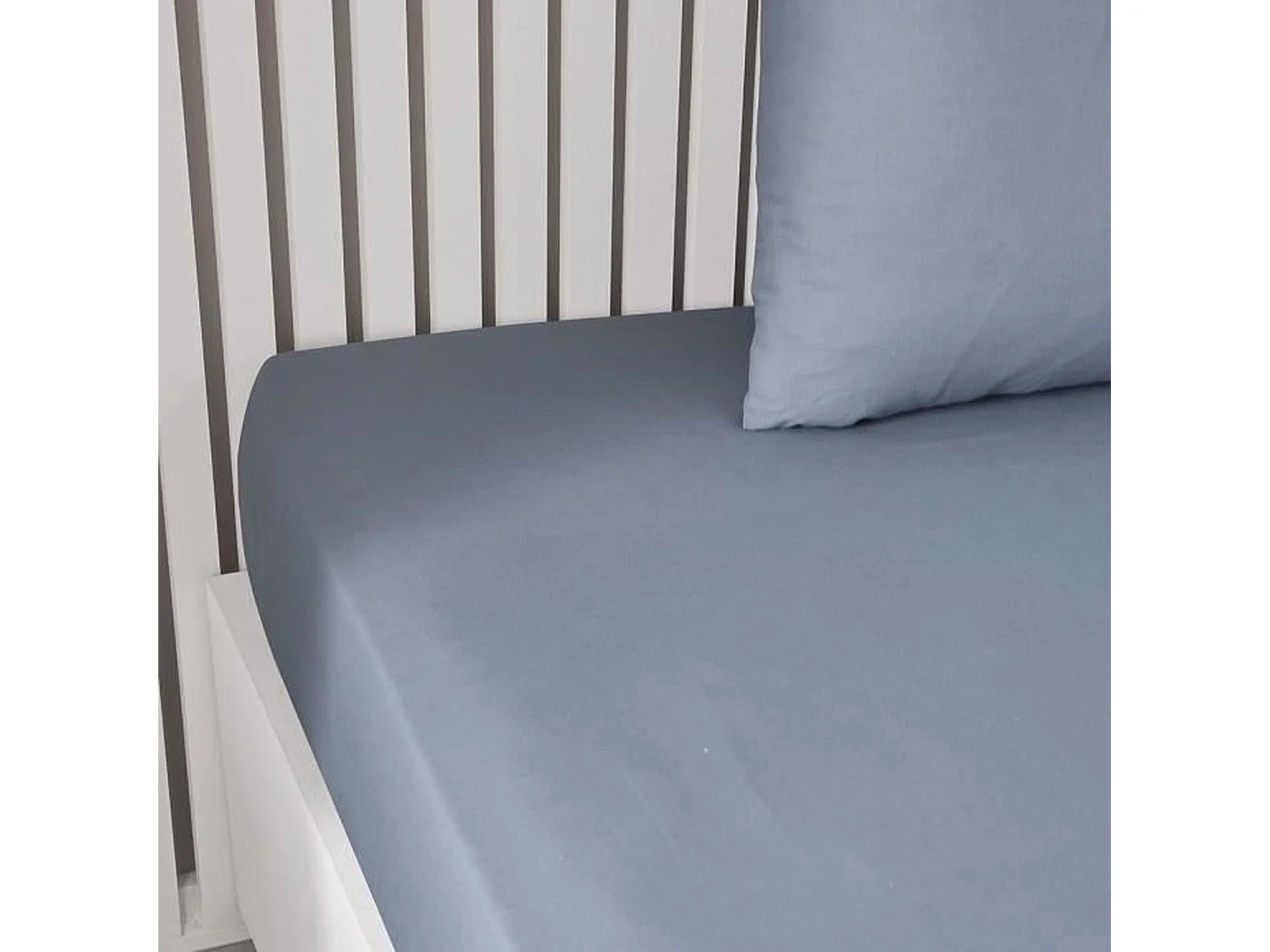 Drap housse uni denim 140 x 190 cm
