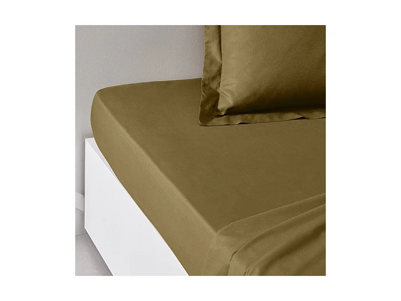 Drap inférieur réglable 100% coton qualité 144 fils, en couleurs unies. Bronze 135x200cm
