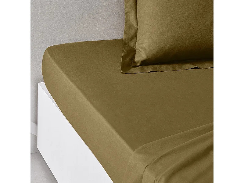 Drap inférieur réglable 100% coton qualité 144 fils, en couleurs unies. Bronze 135x200cm