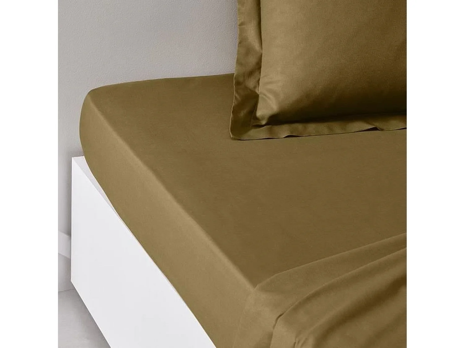 Drap inférieur réglable 100% coton qualité 144 fils, en couleurs unies. Bronze 135x200cm