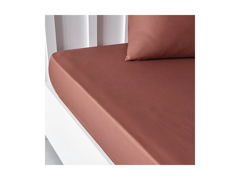 Drap inférieur réglable 100% coton qualité 144 fils, en couleurs unies. Terre cuite 135x200cm