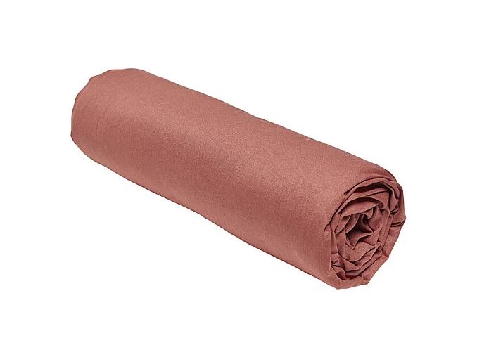 Sábana bajera ajustable 100% algodón calidad 144 hilos, en colores lisos. Terracota 135x200cm