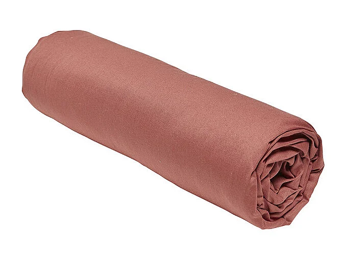 Drap inférieur réglable 100% coton qualité 144 fils, en couleurs unies. Terre cuite 160x200cm