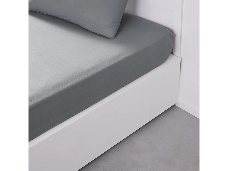 Drap inférieur réglable 100% coton qualité 144 fils, en couleurs unies. Acier 135x200cm
