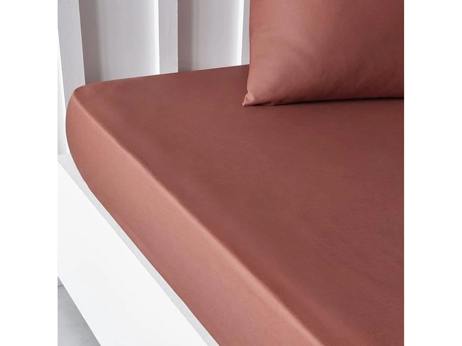 Drap housse - 140 x 190 cm uni - Terracotta