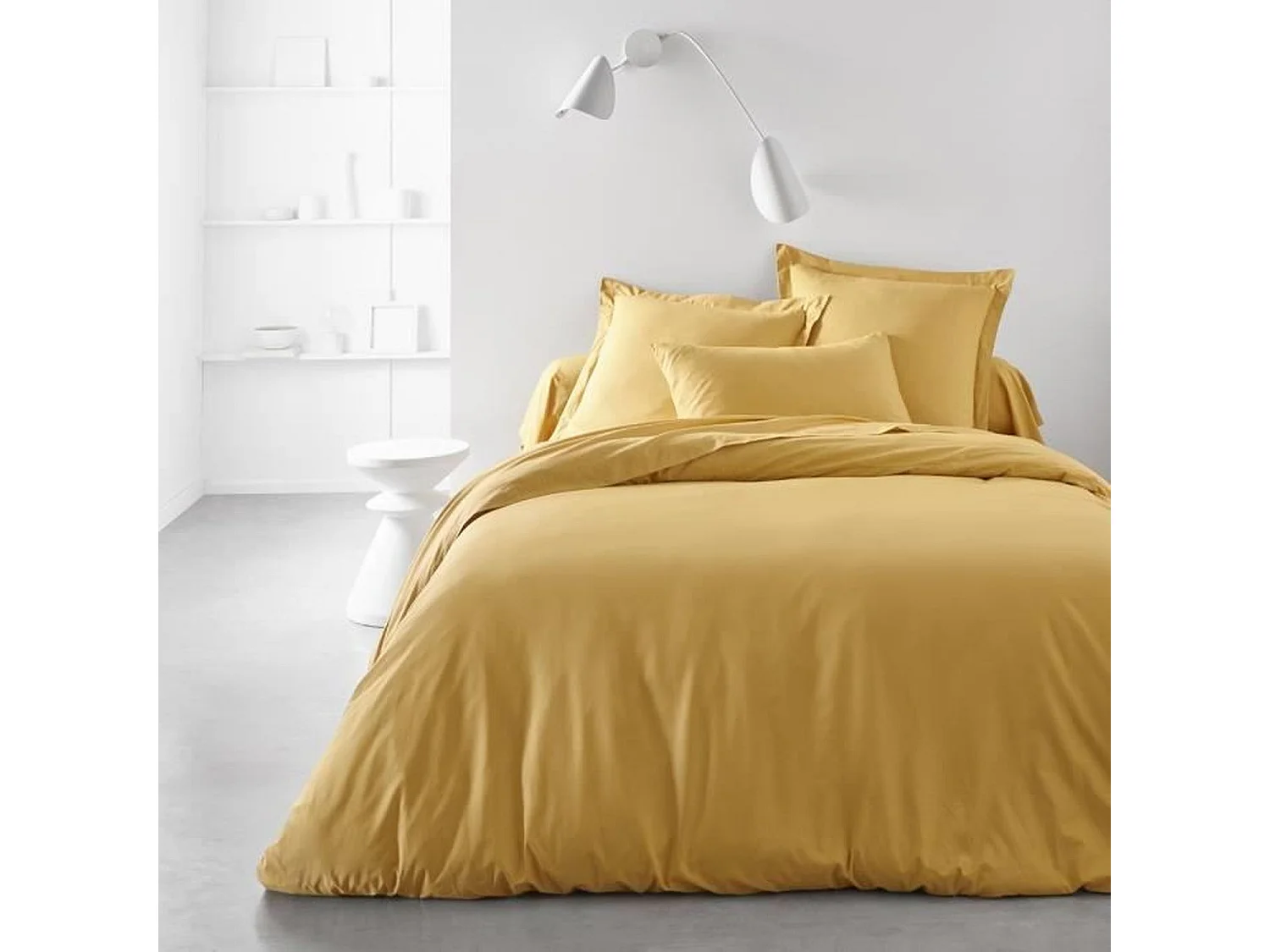 Drap housse uni ocre 140 x 190 cm