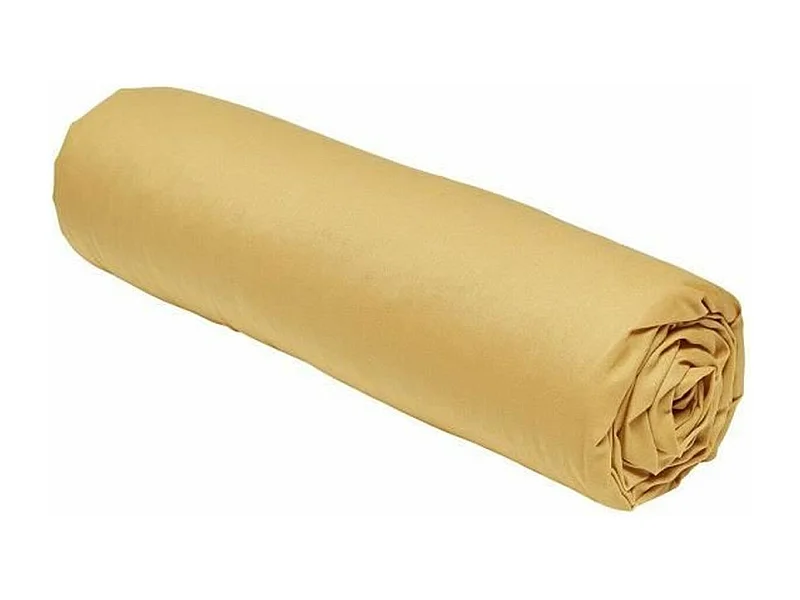 Drap housse uni ocre 140 x 190 cm