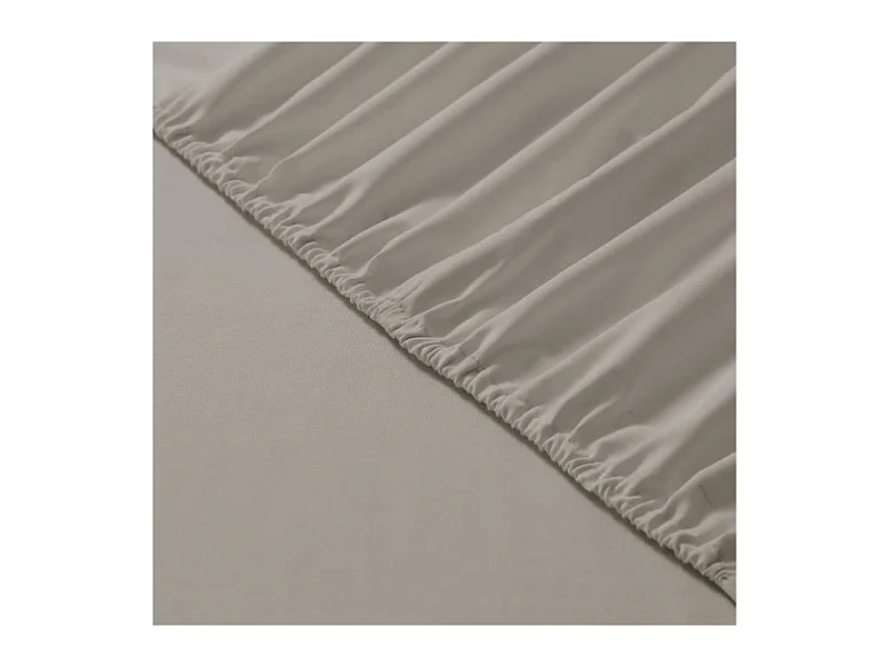 Drap Housse Taupe 180x200cm 100% Coton Vision - Tissage Serré 57 Fils - Lavable 40°