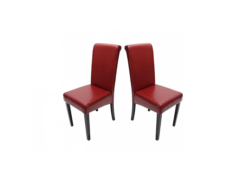 Chaise de salle à manger lot de 2 FLORENCE rouge pieds foncés