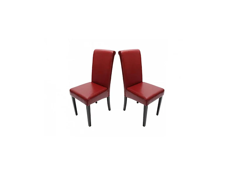 Chaise de salle à manger lot de 2 FLORENCE rouge pieds foncés