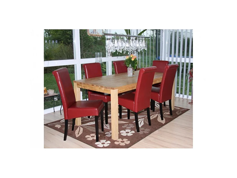 Chaise de salle à manger lot de 2 FLORENCE rouge pieds foncés