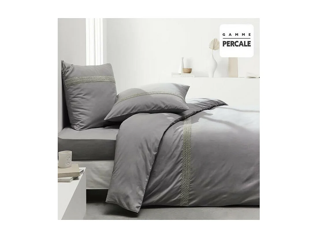 Bettset – 240 x 260 cm – 100 % PerkalMakrameeFinish – Stahl