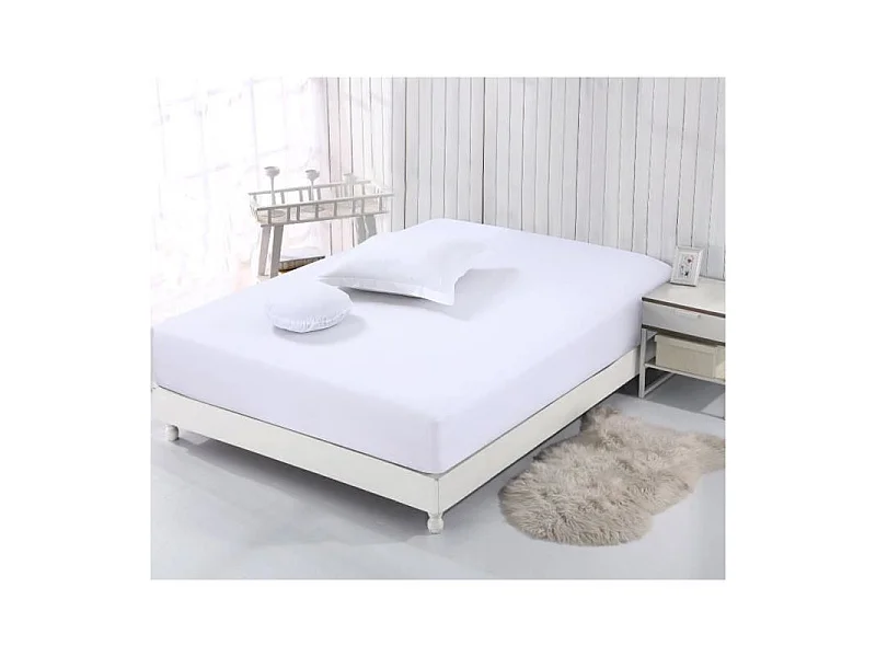 Drap Housse Blanc 180x200cm 100% Coton Vision