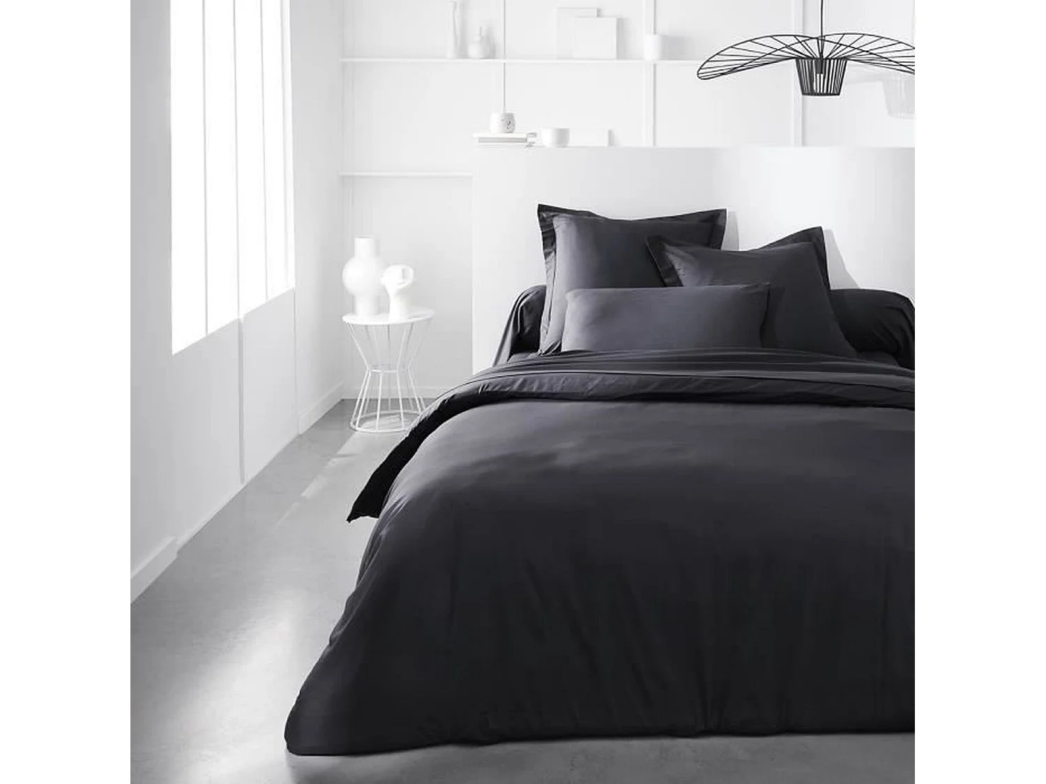 Spannbettlaken – 180 x 200+30 cm, einfarbig – Anthrazit