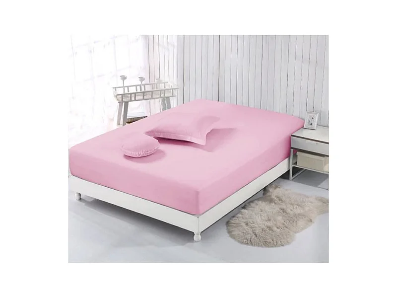 Drap Housse Rose 90x190cm 100% Coton Vision