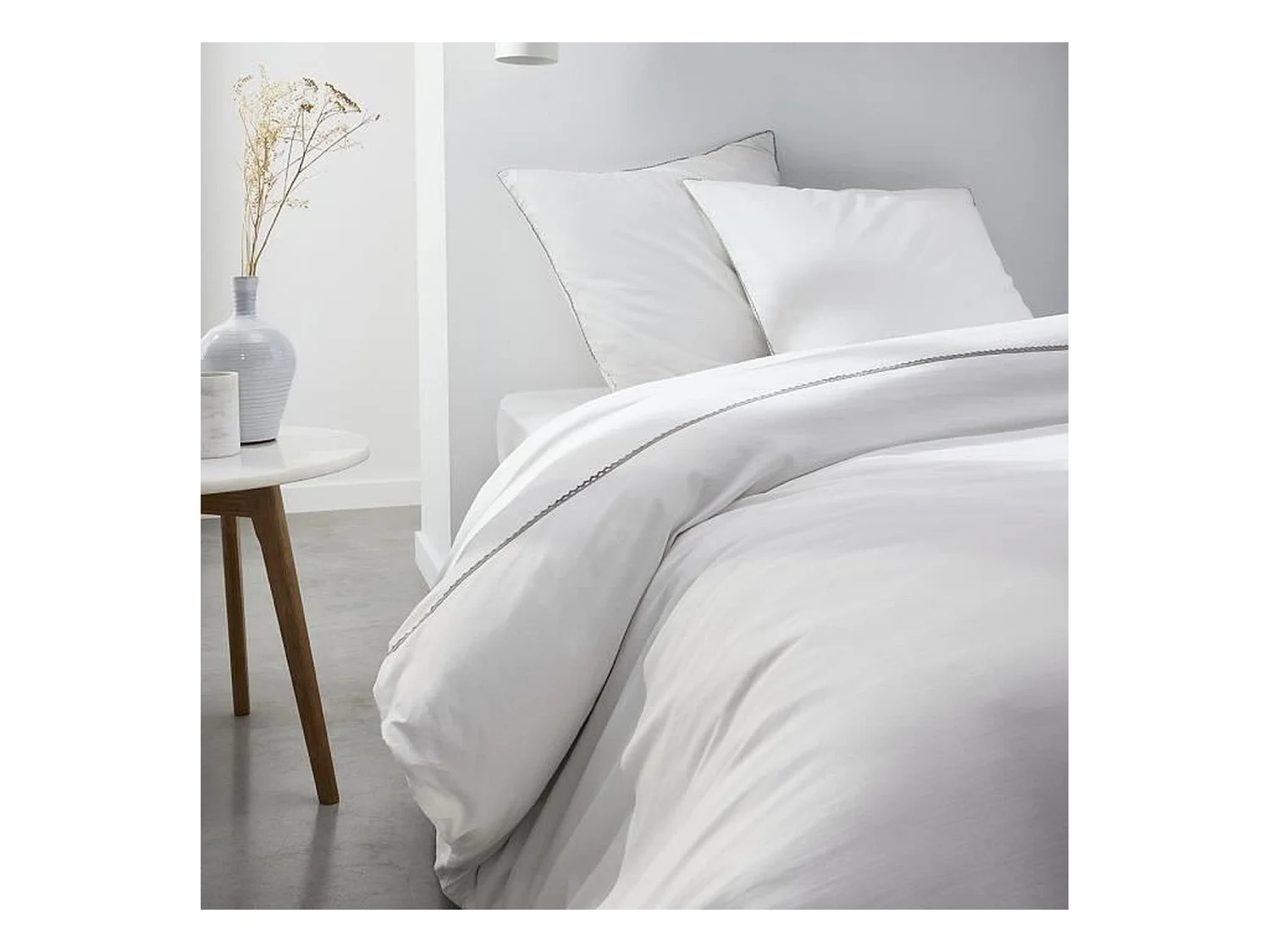 Lenzuolo con angoli 140 x 200+30 cm 100% percalle di cotone tinta unita Gesso