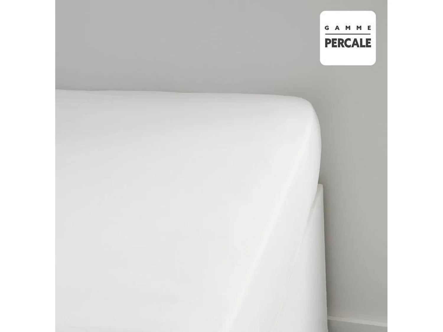 Drap housse - 140 x 200+30 cm - 100% Percale de coton uni - Craie