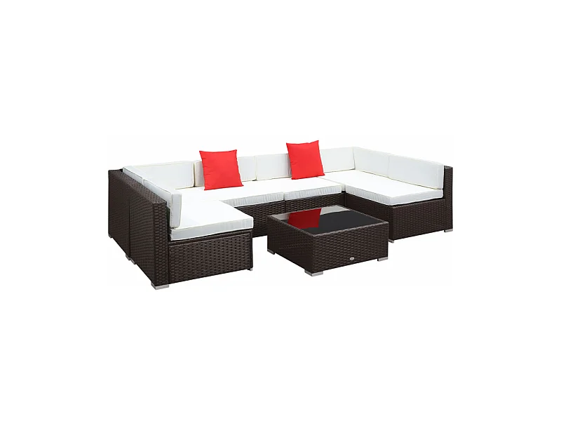 Salon de jardin modulable 6 personnes VERONE brun et blanc