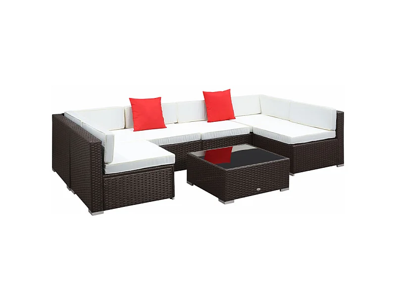 Salon de jardin modulable 6 personnes VERONE brun et blanc