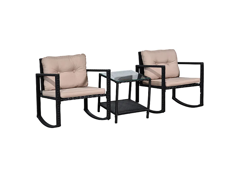 Ensemble de jardin à bascule 2 places MOKA marron et noir