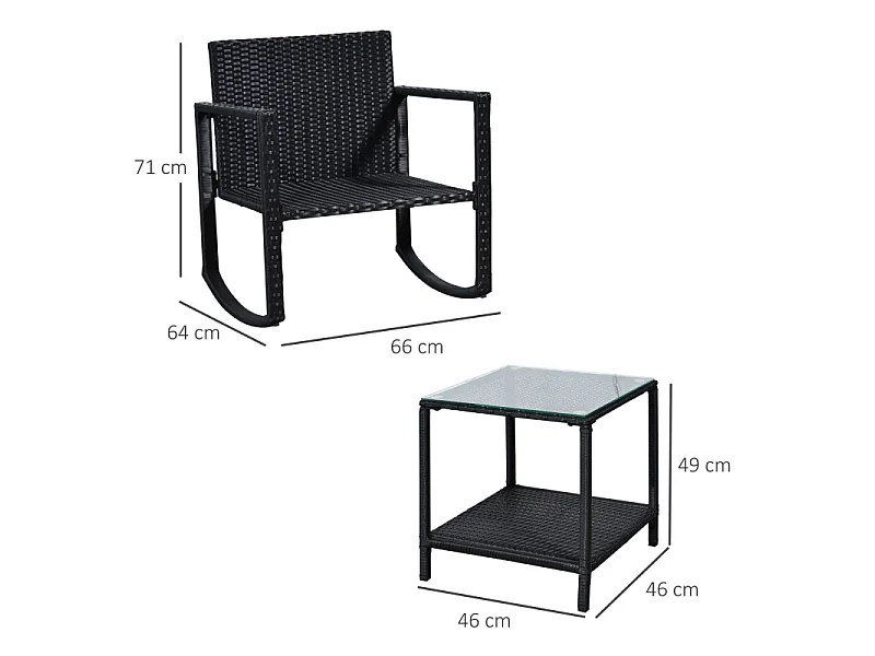 Ensemble de jardin à bascule 2 places MOKA marron et noir